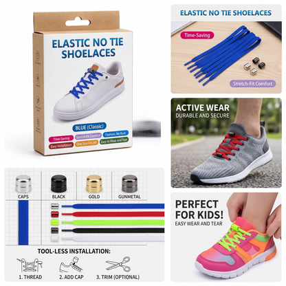 Elastic No Tie Shoelaces – Lock Lace System (pack of 5)