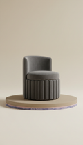 Velvet Accent Stool With Brass Base